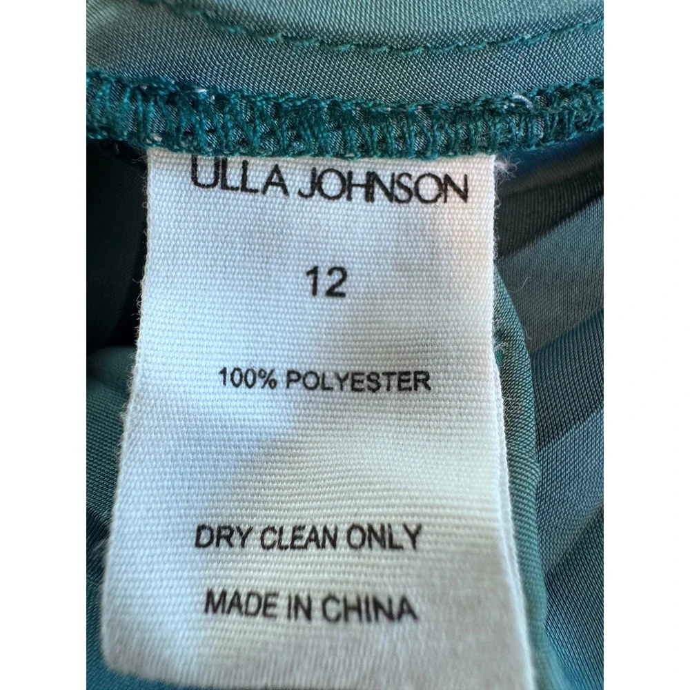 Ulla Johnson Delia Gown Jadeite Green Pleated Satin Maxi Dress Sleeveless Gown - Picture 10 of 10
